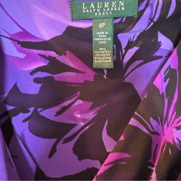 Lauren Ralph Lauren Purple Floral Midi Sleeveless Dress Women’s Size 6P - Picture 7 of 7